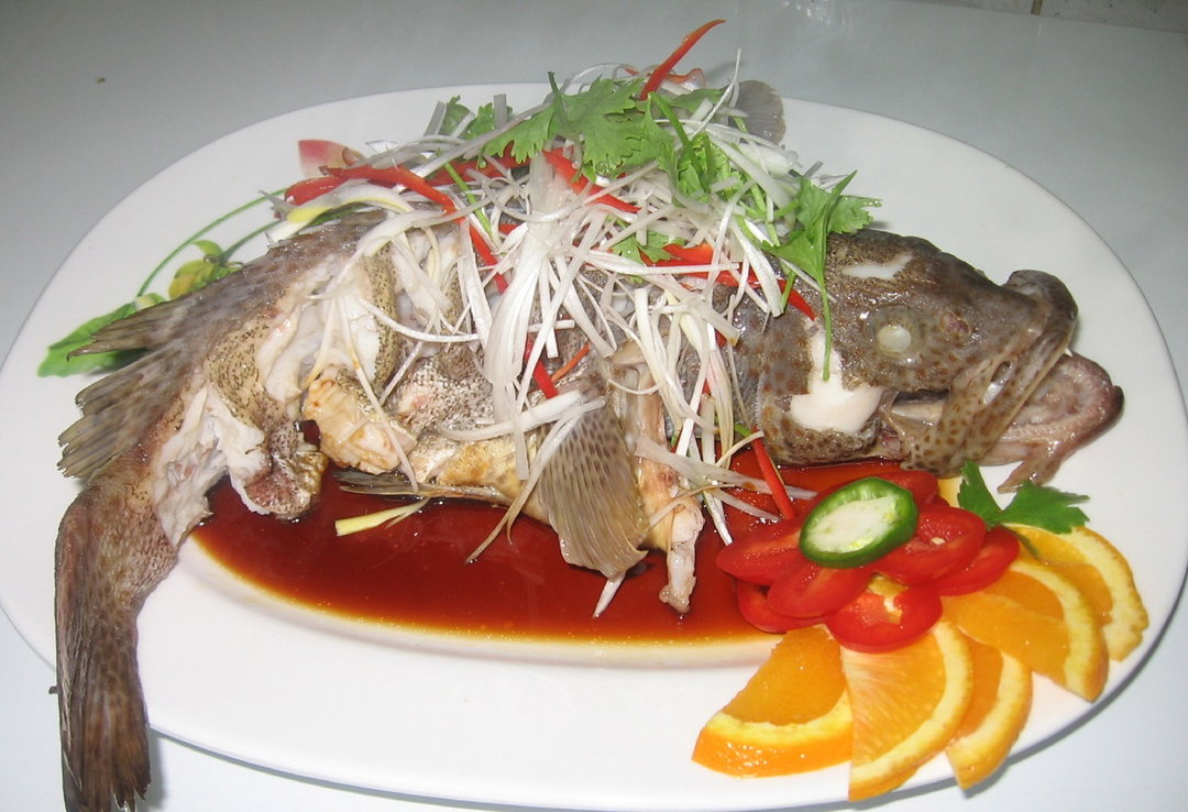 Steamed Hamour fish in Seafood Sauce 清蒸 石斑鱼
