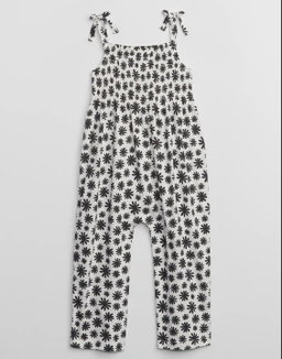 Smocked Jumpsuit in black floral