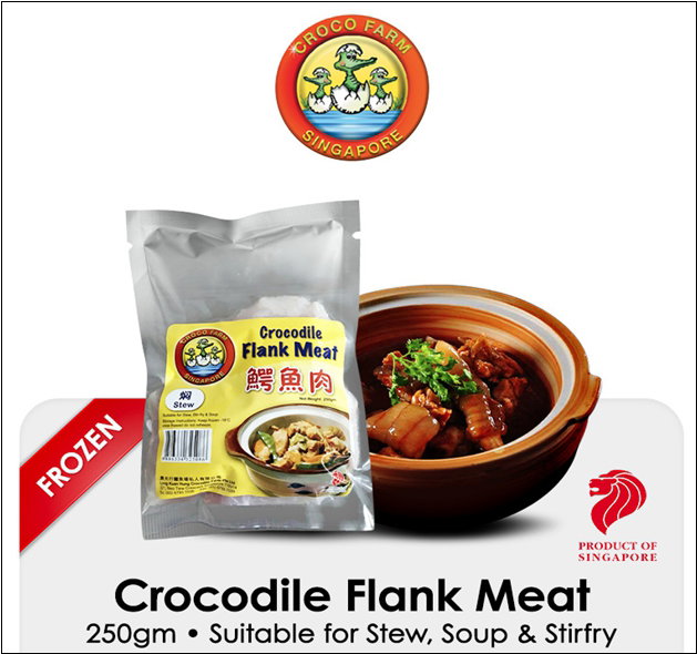 Croco Farm Frozen Crocodile Flank Meat(STEW) 250gm Buy 12 Packets for $120 and get complimentary delivery