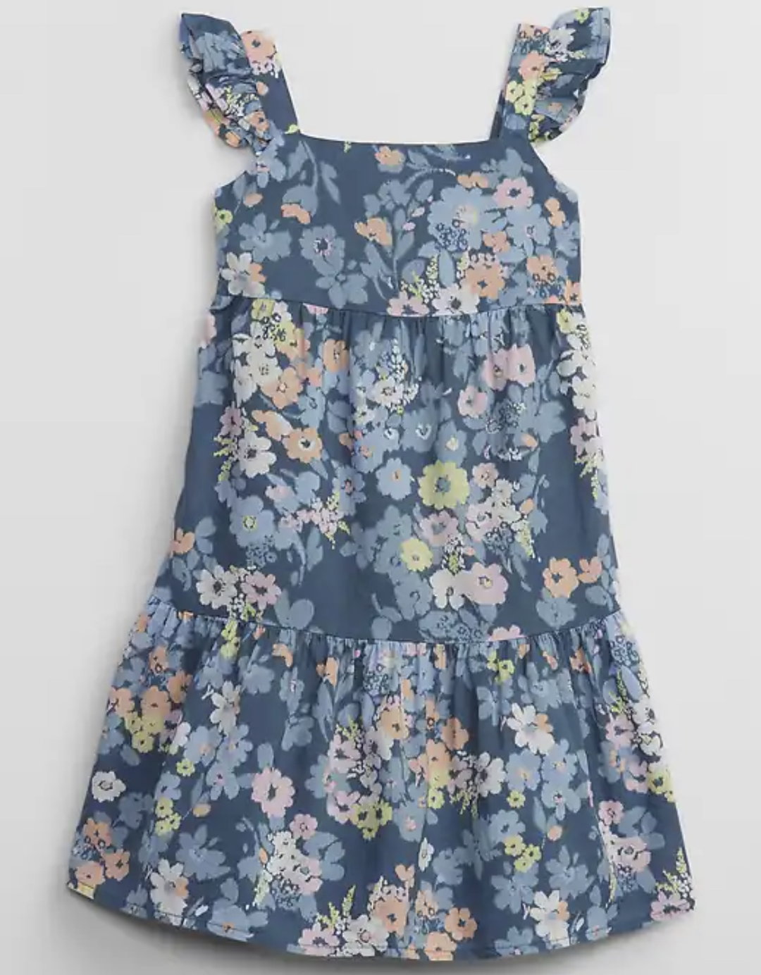 Spring Floral Midi Dress in Blue