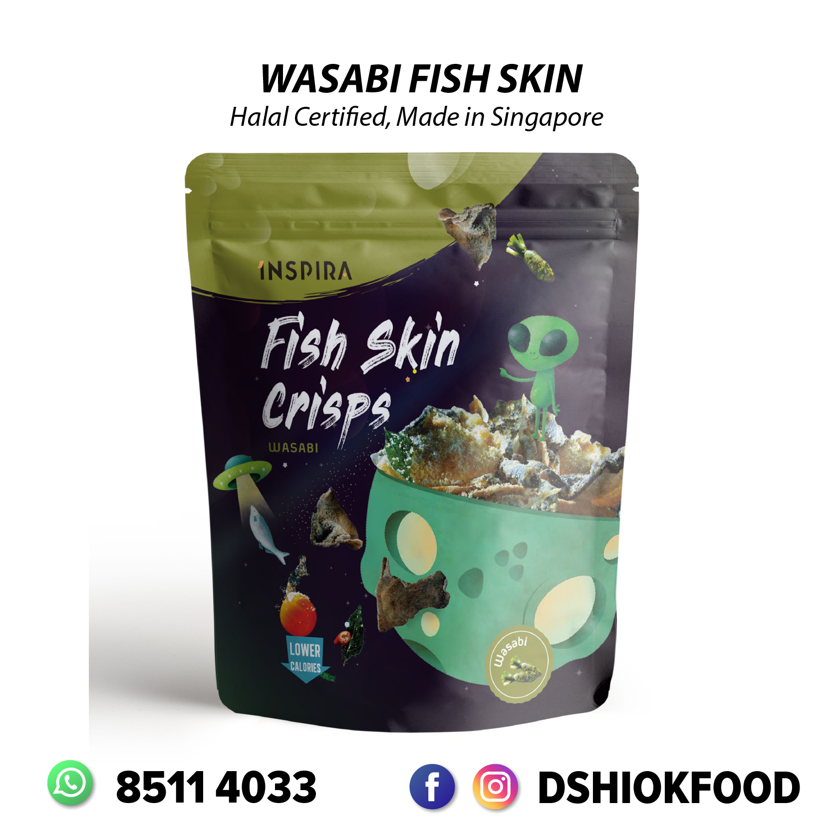 Inspira Fish Skin Crisps 6 Packs Bundle *Salted Egg + Wasabi Salted Egg*_1