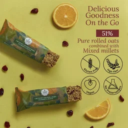 Crunchy Millet Granola Bars - Cranberry & Orange