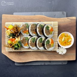 F13. Rolled with Organic Acid- Free Seaweed Vegetable Gimbab + Today’s Soup + Pickled Radish (유기농 김 야채 김밥 + 오늘의 국 +단무지 무침)