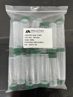 CENTRIFUGE TUBE, 50ML, FLAT BOTTOM WITH SCREW CAP, (HP1002), (25PCS/ PACK)