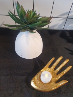 Gold / Black Hand Tealight Crystal Holder