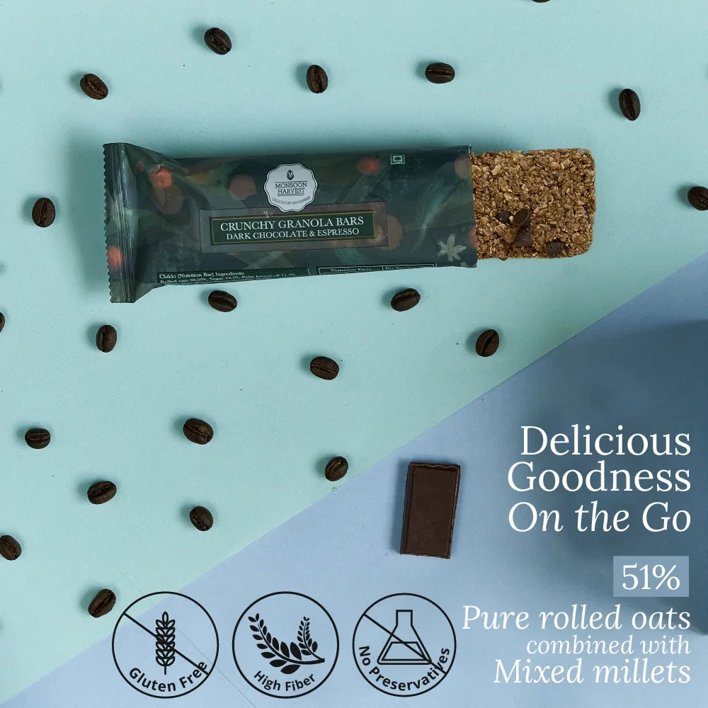 Crunchy Millet Granola Bars - Dark Chocolate And Espresso