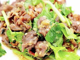 Spicy salad with grilled beef