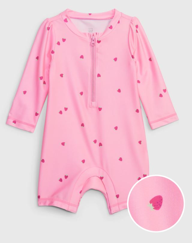 Strawberry Rash Guard Swim one piece_0