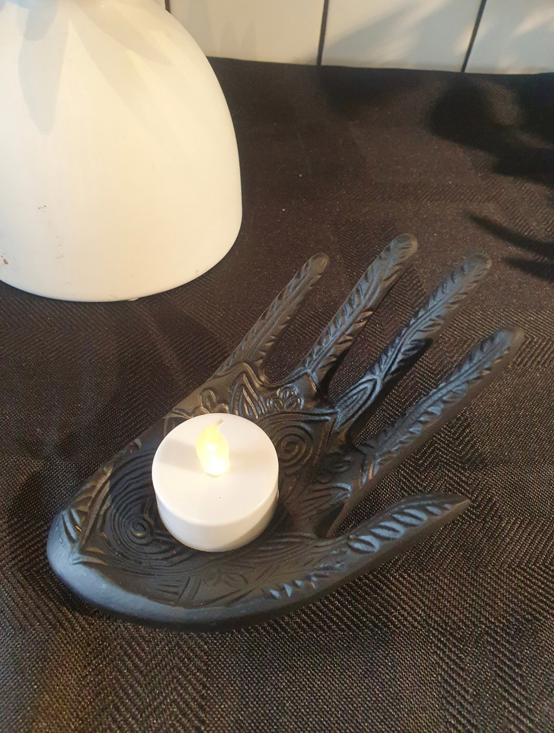 Gold / Black Hand Tealight Crystal Holder_5