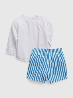 Blue Stripes Rash guard two piece