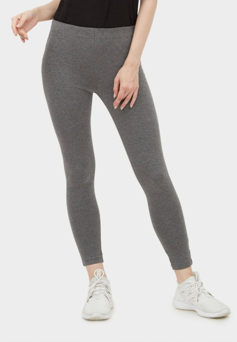 Ladies High Waisted Legging Dark Grey(Solid Color)_0