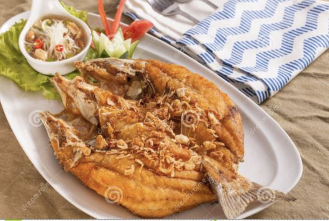 Deep fry sea bass with fish sauce