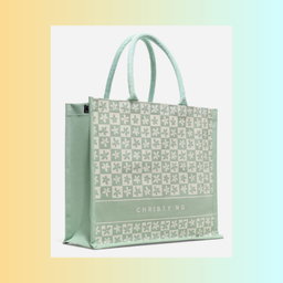 Flower Power Canvas Tote Bag [Sage Green/Large]