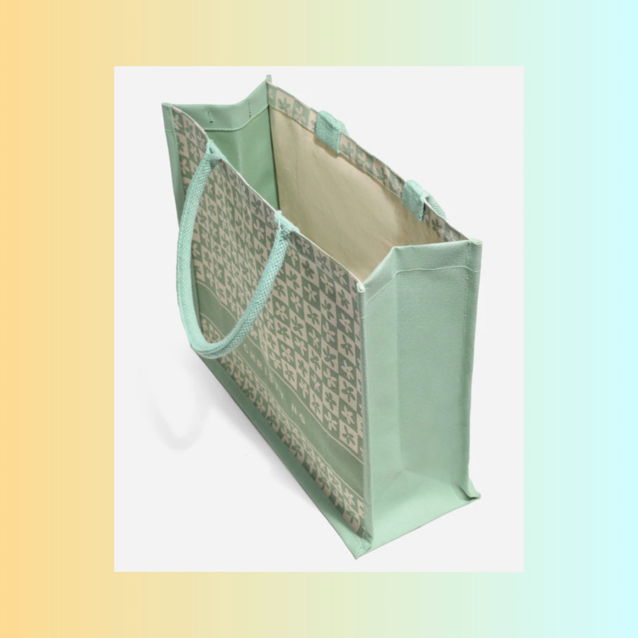 Flower Power Canvas Tote Bag [Sage Green/Large]_1