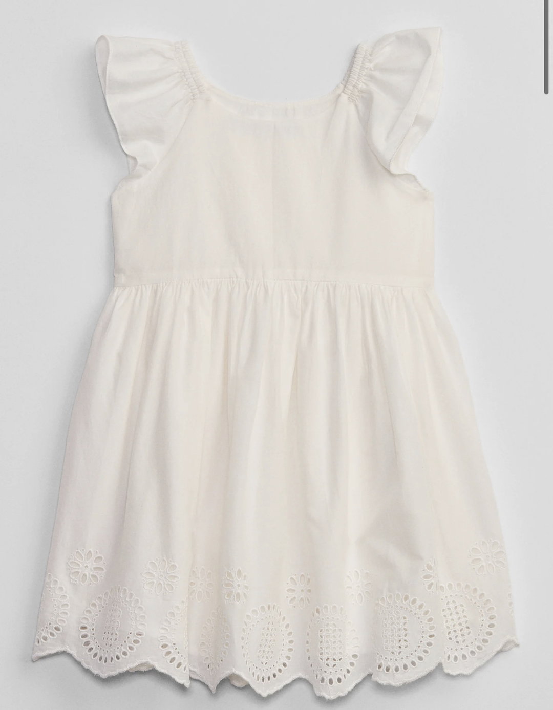 Flutter Eyelet Dress in Fair White