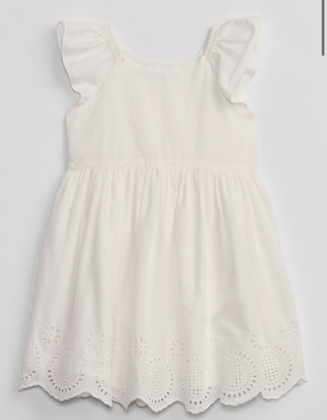 Flutter Eyelet Dress in Fair White_0
