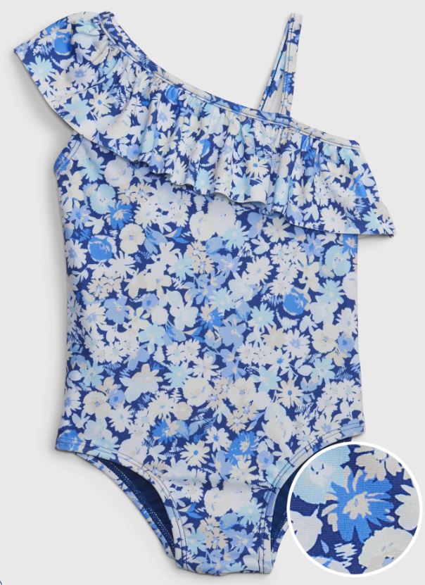 Floral blue Swim one piece_0