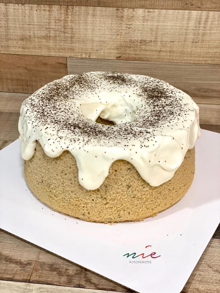Homemade Authentic Organic Earl Grey Chiffon Cake with Sea Salt Cream Topping _0