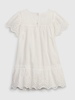 Flutter Eyelet Dress in off white