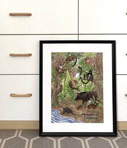 Mammals of Singapore A3 Poster, Limited edition with forest background 