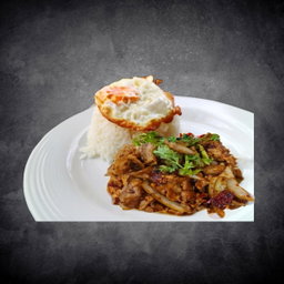 Stir-Fried Dried Chilli Pork Belly Rice With Sunny Egg