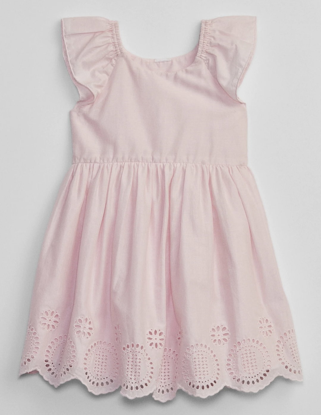 Flutter Eyelet Dress in Peony Pink