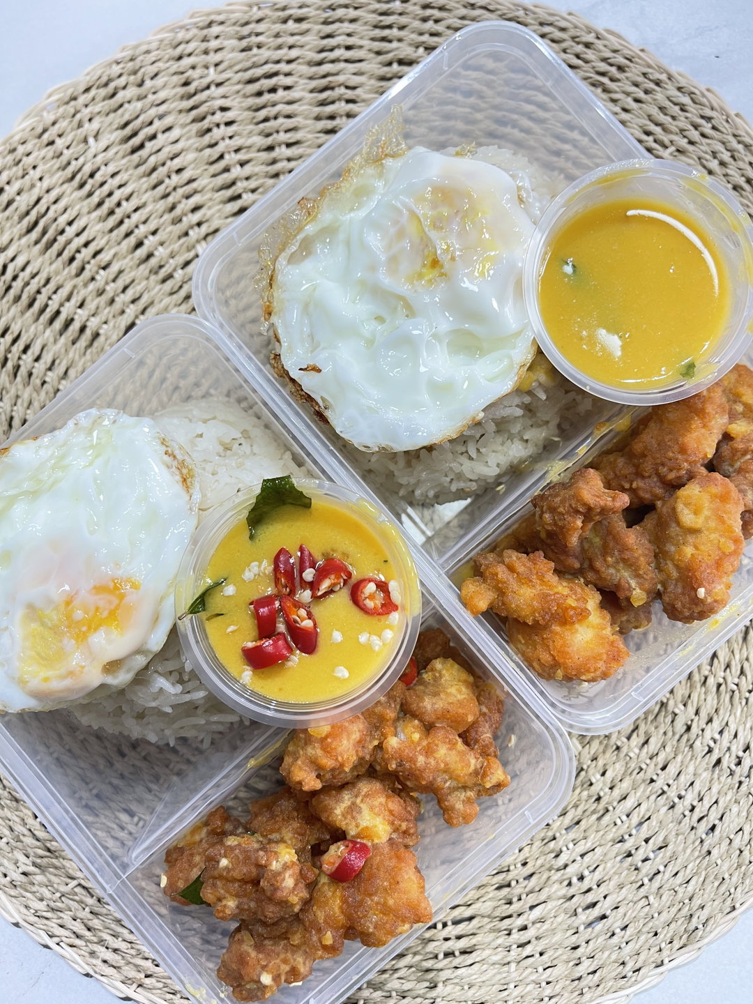 Salted Egg Chicken Rice Bento   