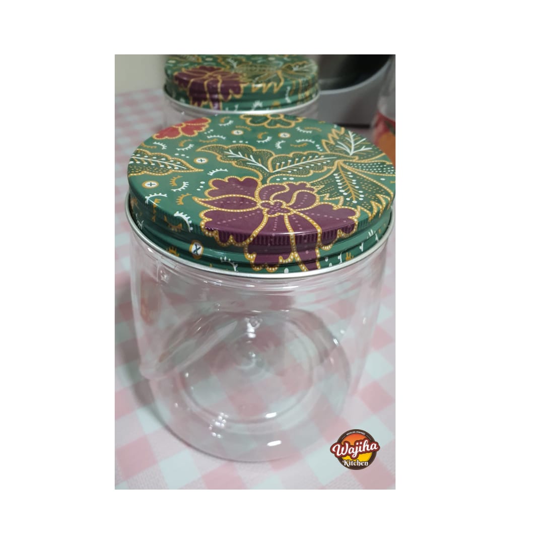 Plastic Cookies Bottles / Containers with Batik Green design lid cover_1