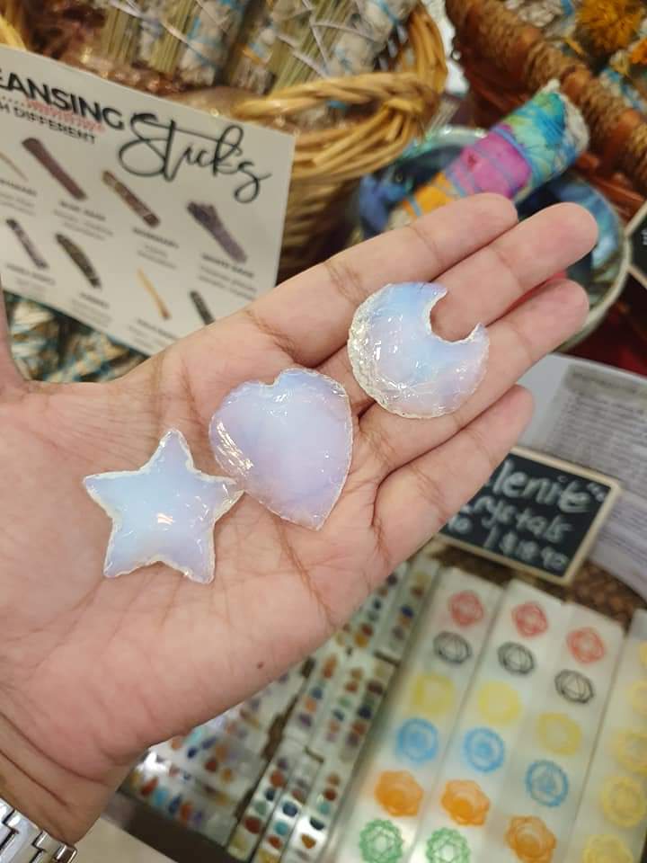 Opalite Crystals 🔮 Set of 3 pcs Moon/Star/Heart
