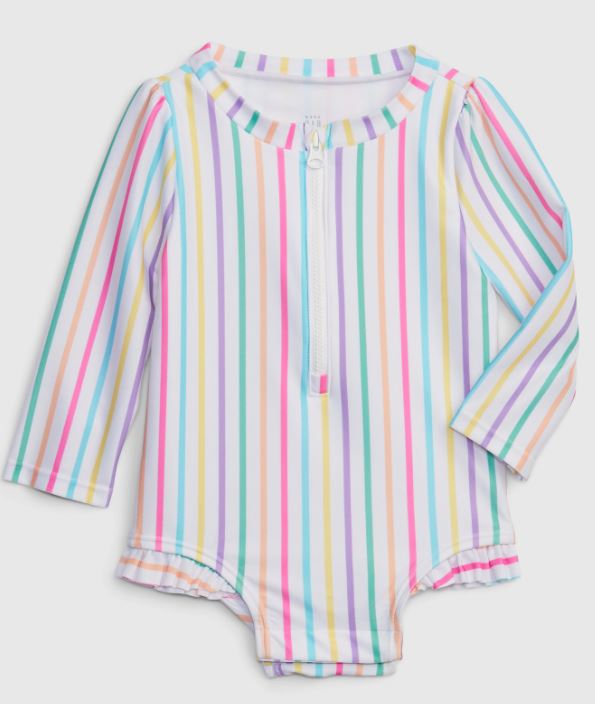 Rainbow Stripes Rash Guard one piece_0