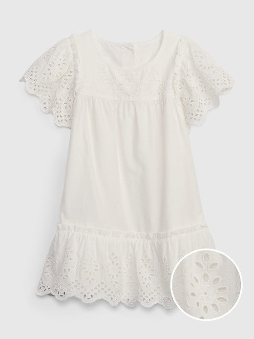 Flutter Eyelet Dress in off white_0