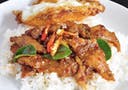 Thai red curry chicken rice with egg