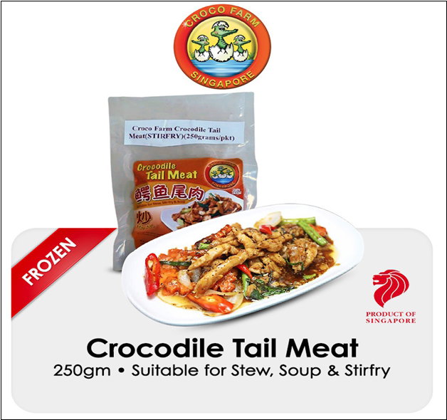 Croco Farm Frozen Crocodile Tail Meat(STIRFRY) 250gm Buy 12 Packets for $120 and get complimentary delivery