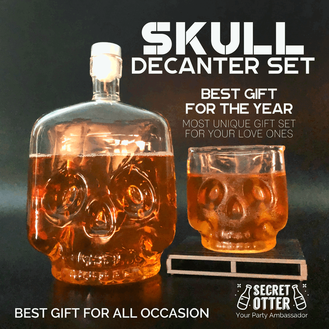 Unique Skeleton/Skull Decanter Gift Set