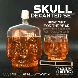 Unique Skeleton/Skull Decanter Gift Set 