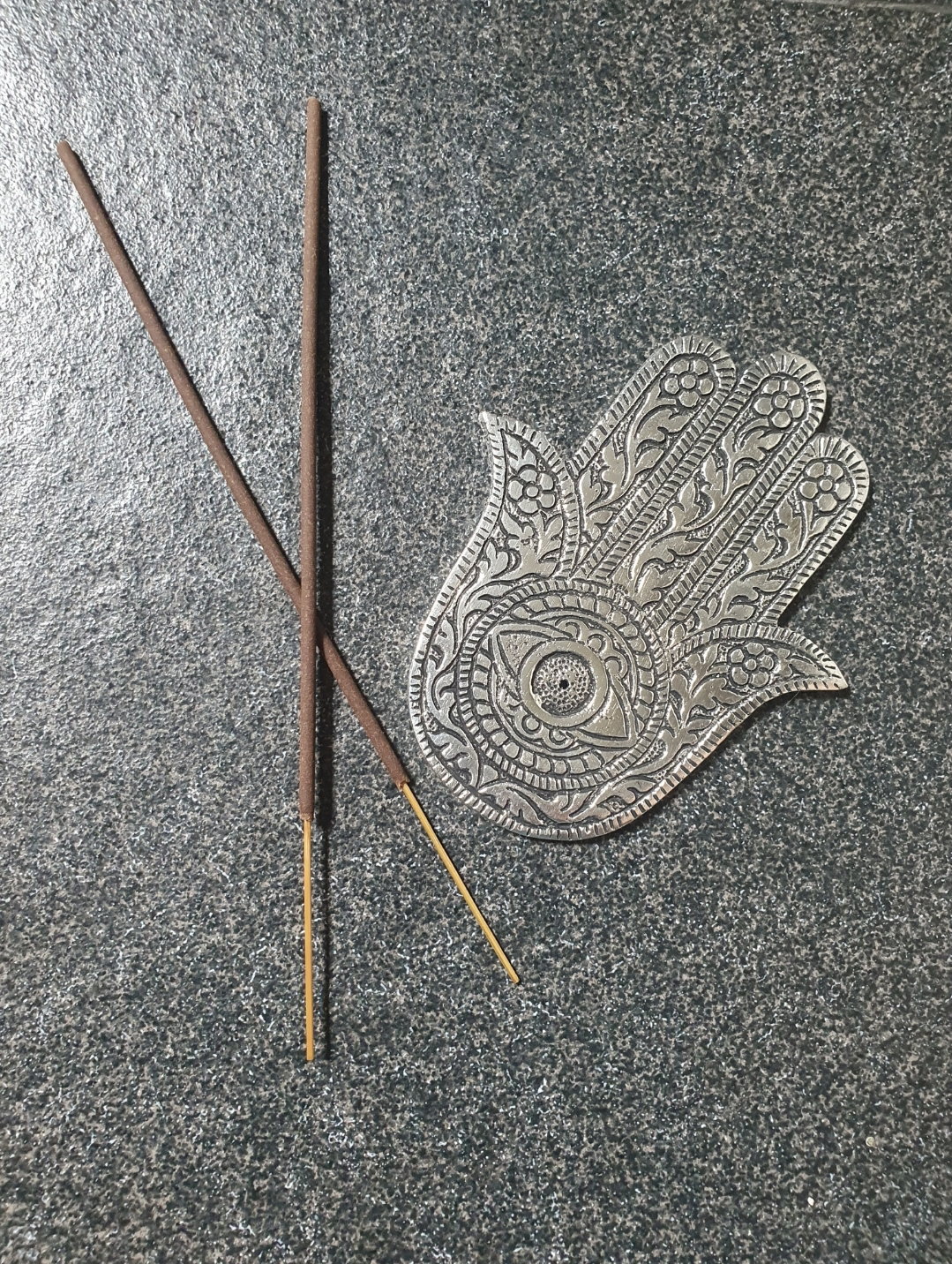 Hamsa hand incense stick holder- Gold & Silver_8