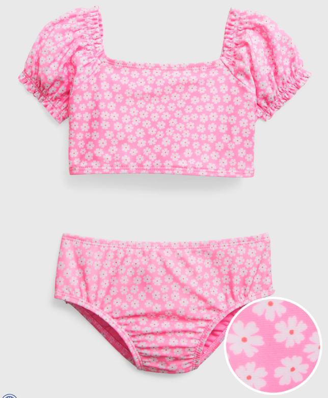 Pink Floral swim two piece_0