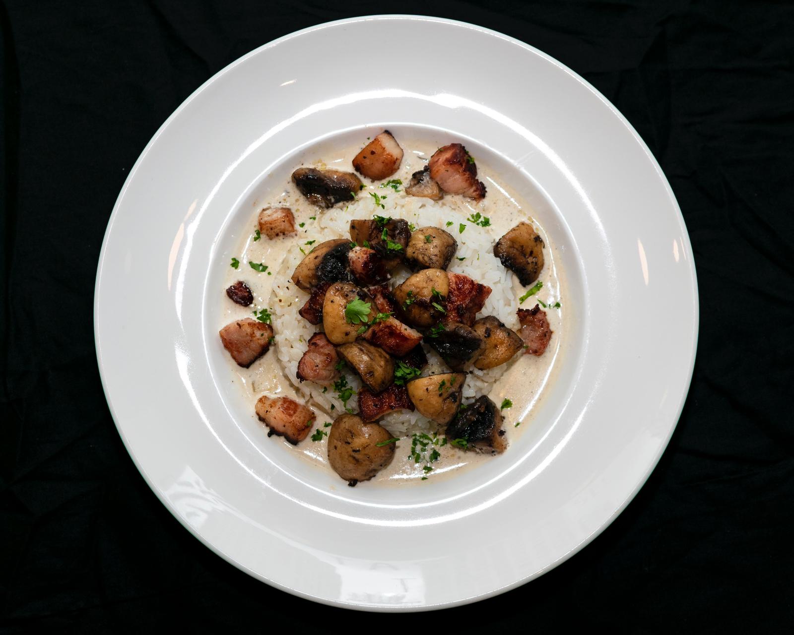 Bacon Mushroom Fricassee 