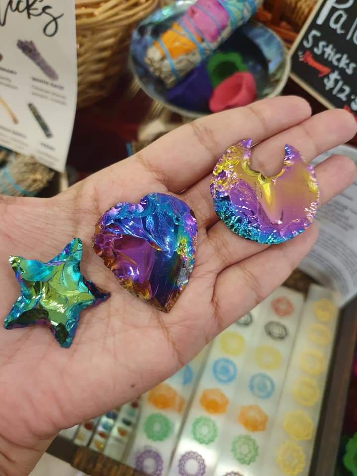 Rainbow Angel Aura Crystal 🔮 Set of 3 pcs Moon/Star/Heart_0